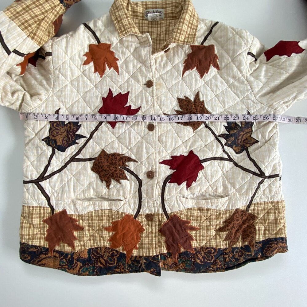 Patch Magic Reversible Quilted Cotton Jacket Autumn Leaf Plus Sz - Picture 10 of 12